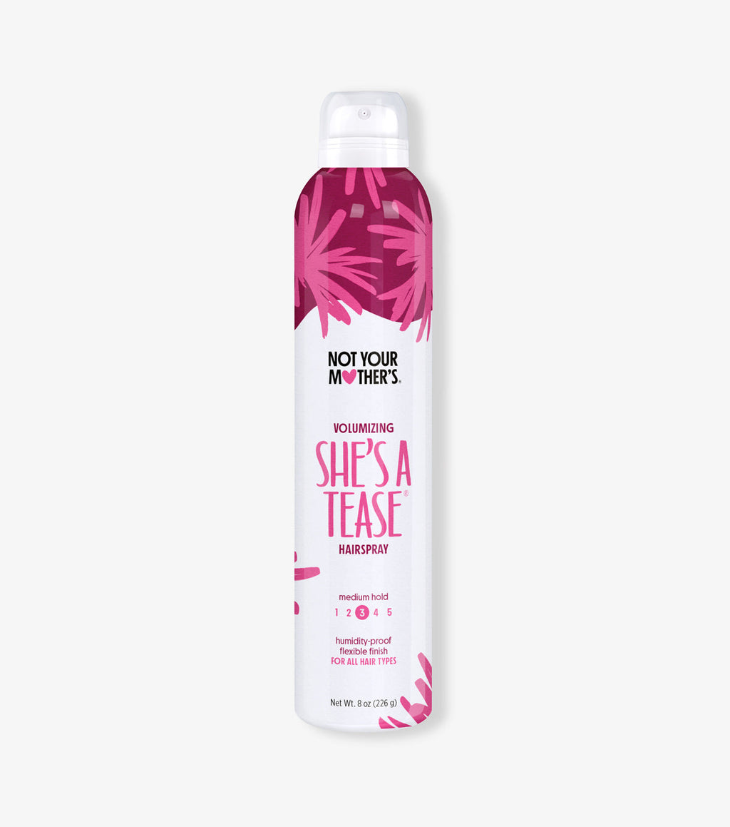 Volumizing and style on the go with the She's a Tease medium hold travel hairspray from NYM. 