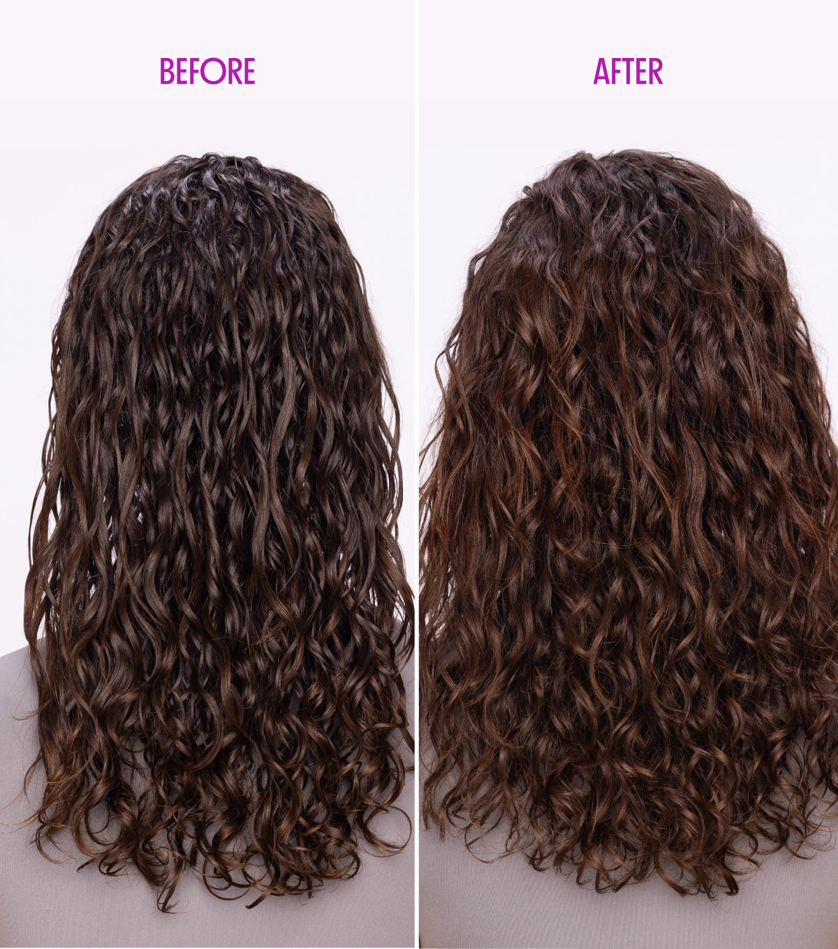 Before and After image of hair using Strengthening Oil