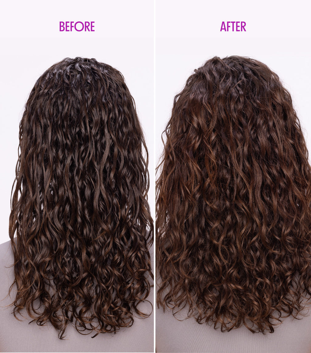 Before and After image of hair using Strengthening Oil