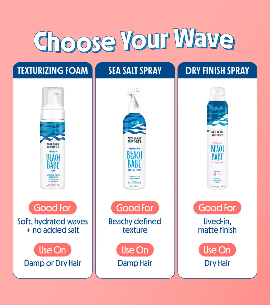 Three different Beach Babe hair products for different uses